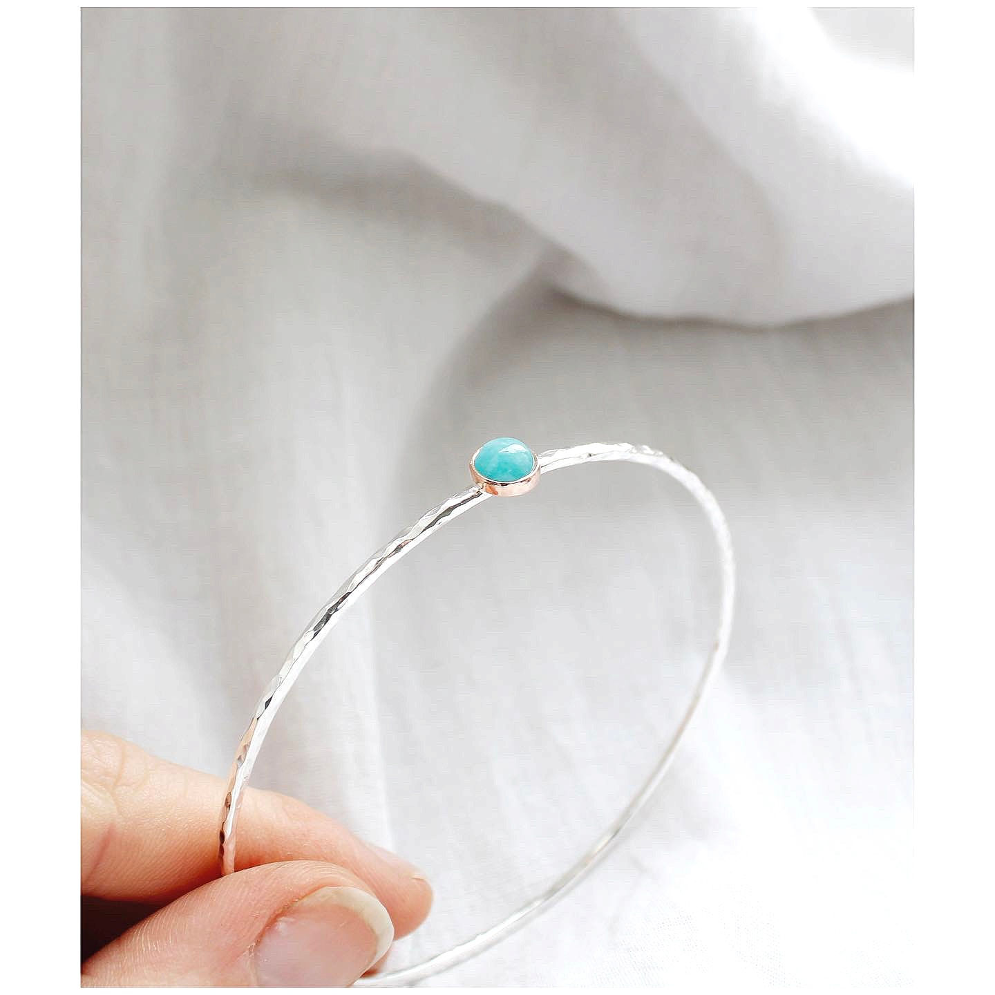 Copper and Peruvian Amazonite Bangle