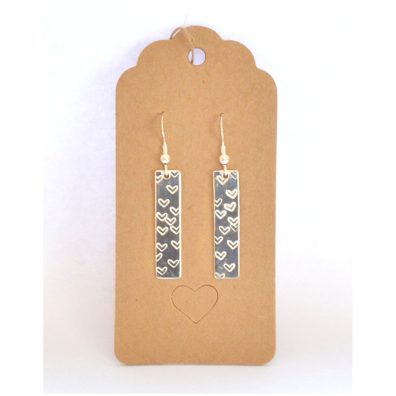 Heart Stamped Drop Earrings
