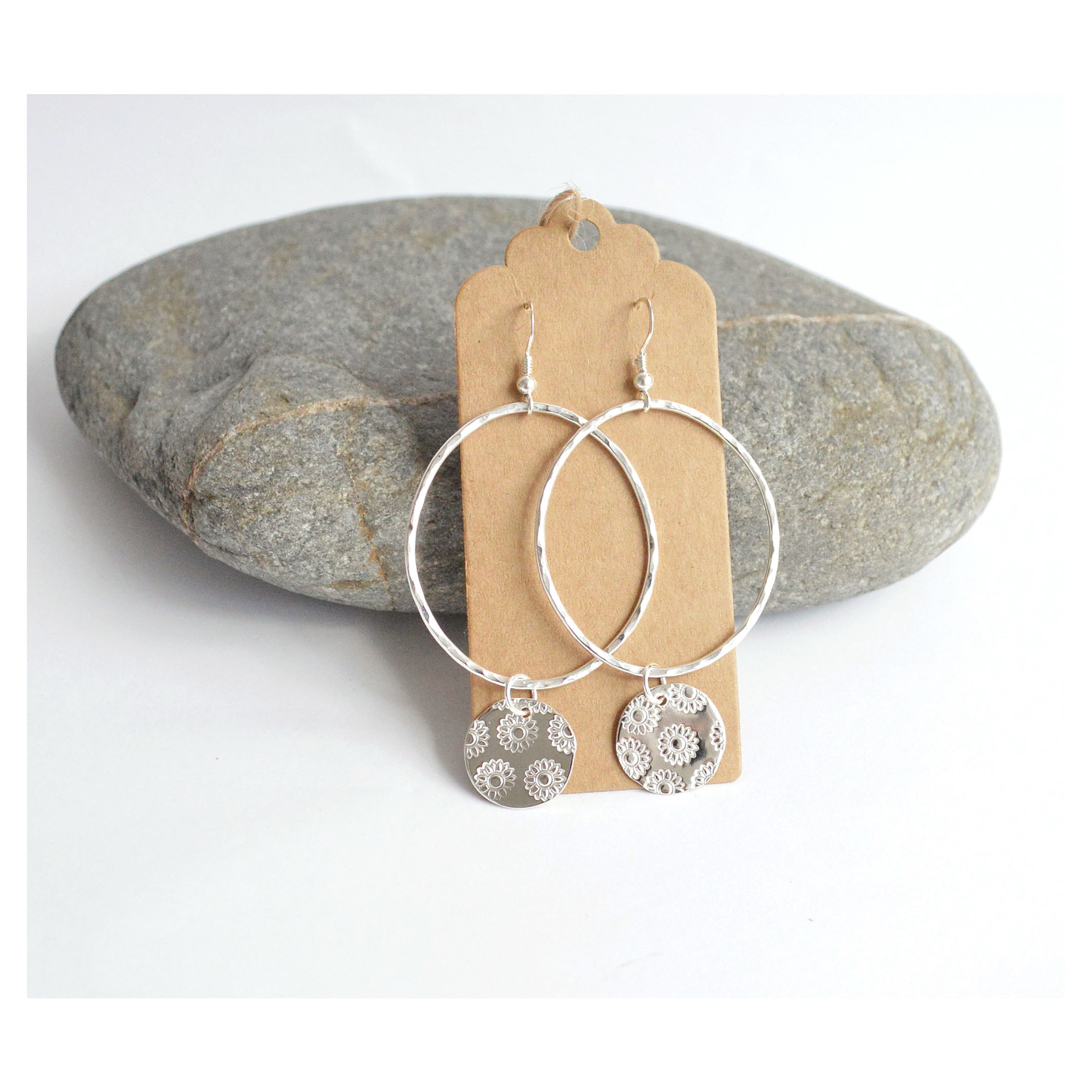 Sunflower and Oval Hoop earrings