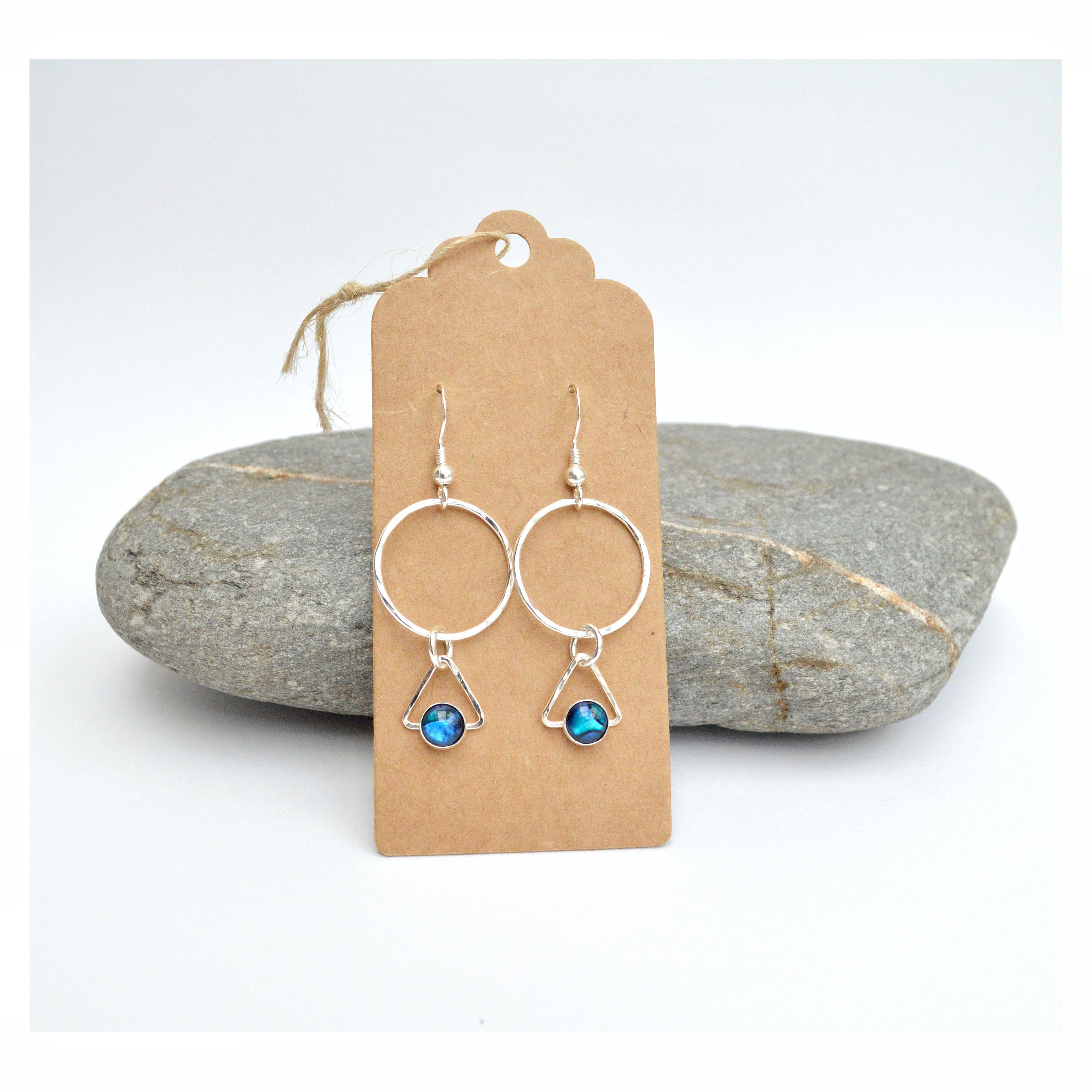 Hoop and Triangle Paua Earrings