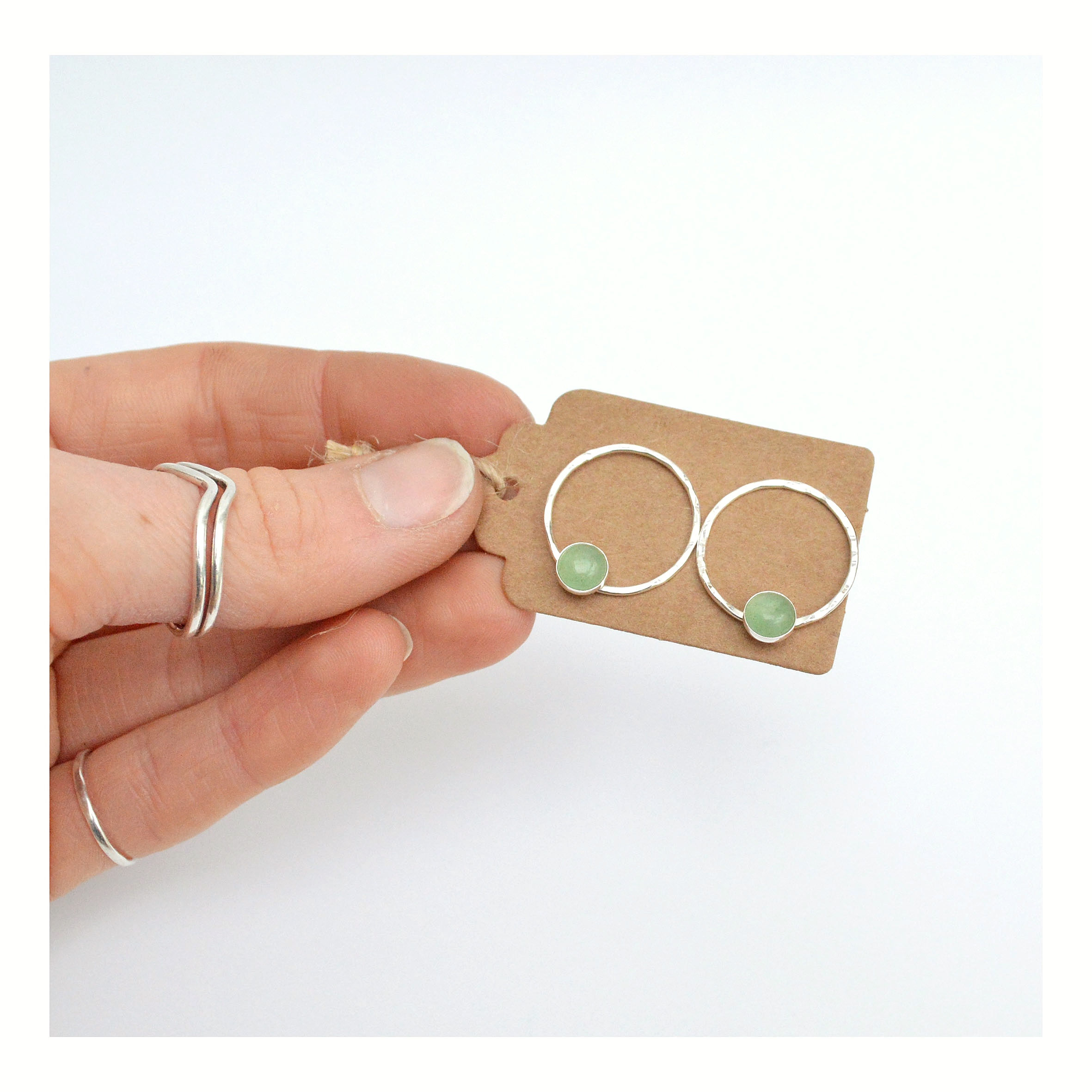 Aventurine Circle Studs