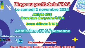 Première édition du Bingo de financement de la FRAS : Participez à cet événement unique!
