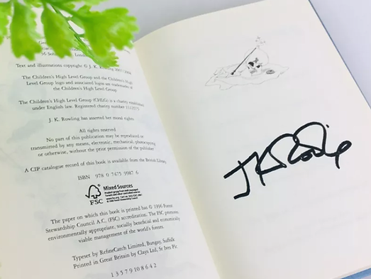 J.K. Rowling signature Forgery found inside a Tales of Beedle the Bard