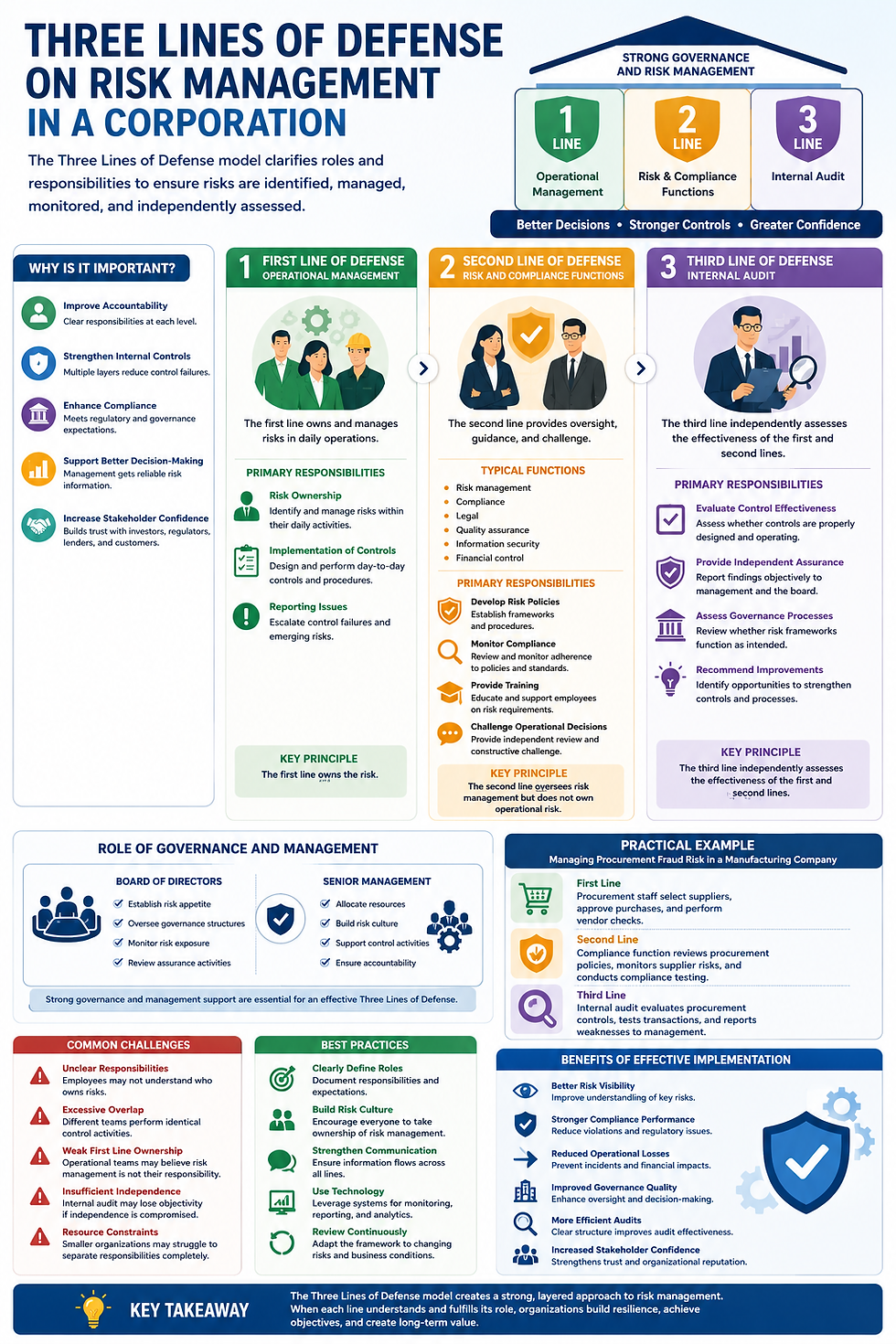 Three Lines of Defense on Risk Management in a Corporation