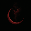 logo d'une lune rouge avec un ange rouge fumé
