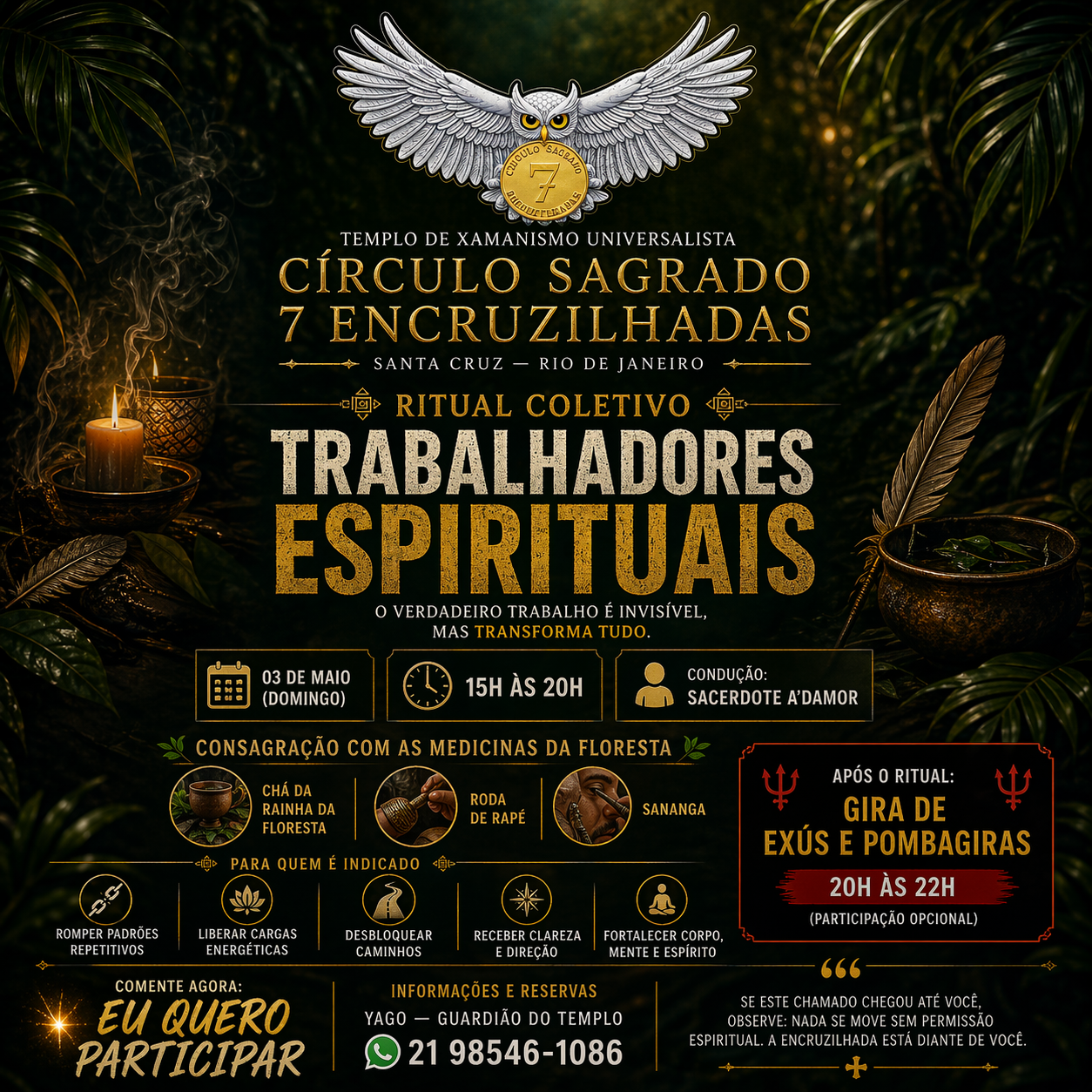 🔥 Ritual Coletivo | Medicinas da Floresta 🗝️ Tema: Trabalhadores Espirituais
