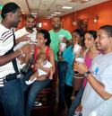 Ron Victor with the early Limin' Professionals Trinidad Carnival group during the brand's first years