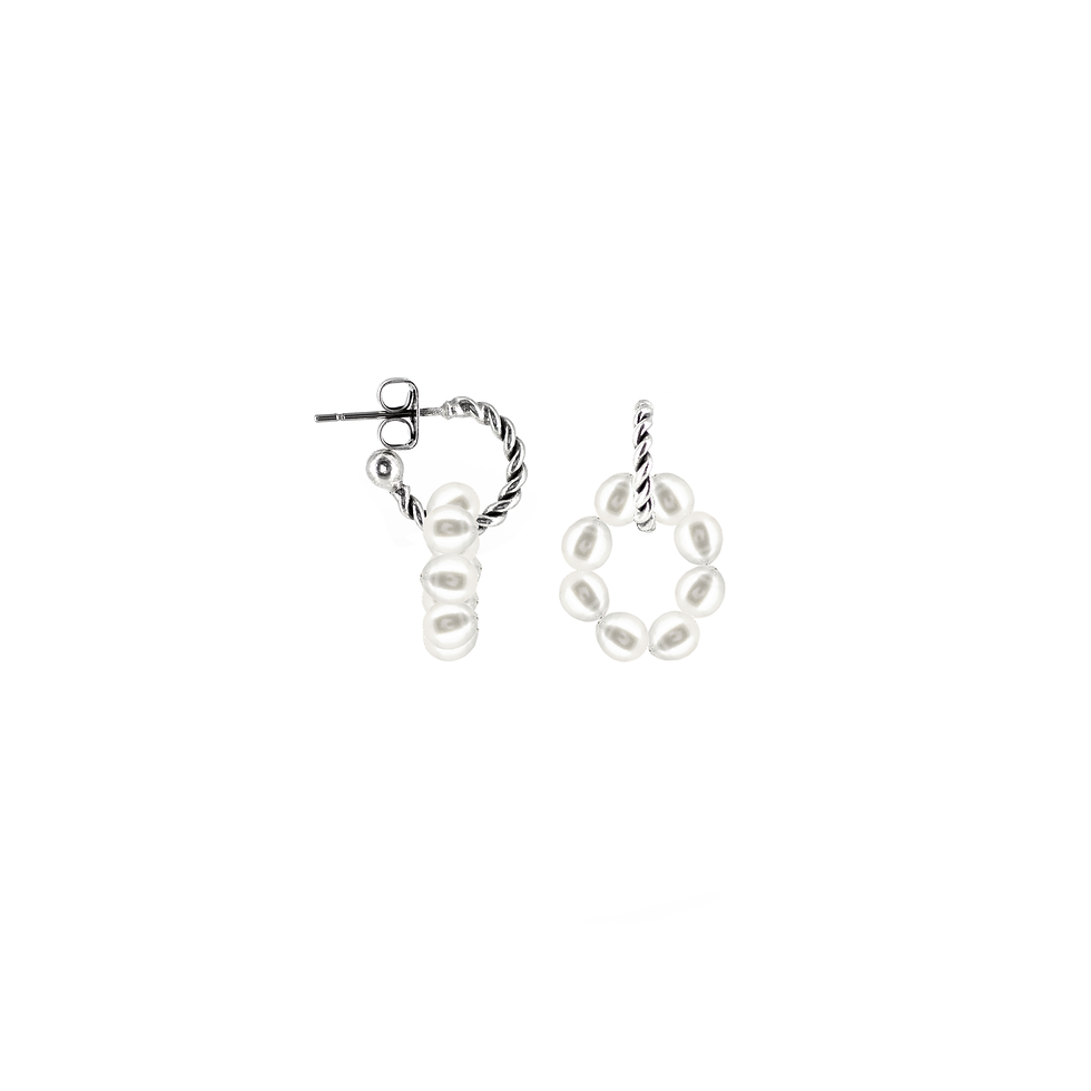 orecchini cerchietti mini con cerchi perle naturali silver