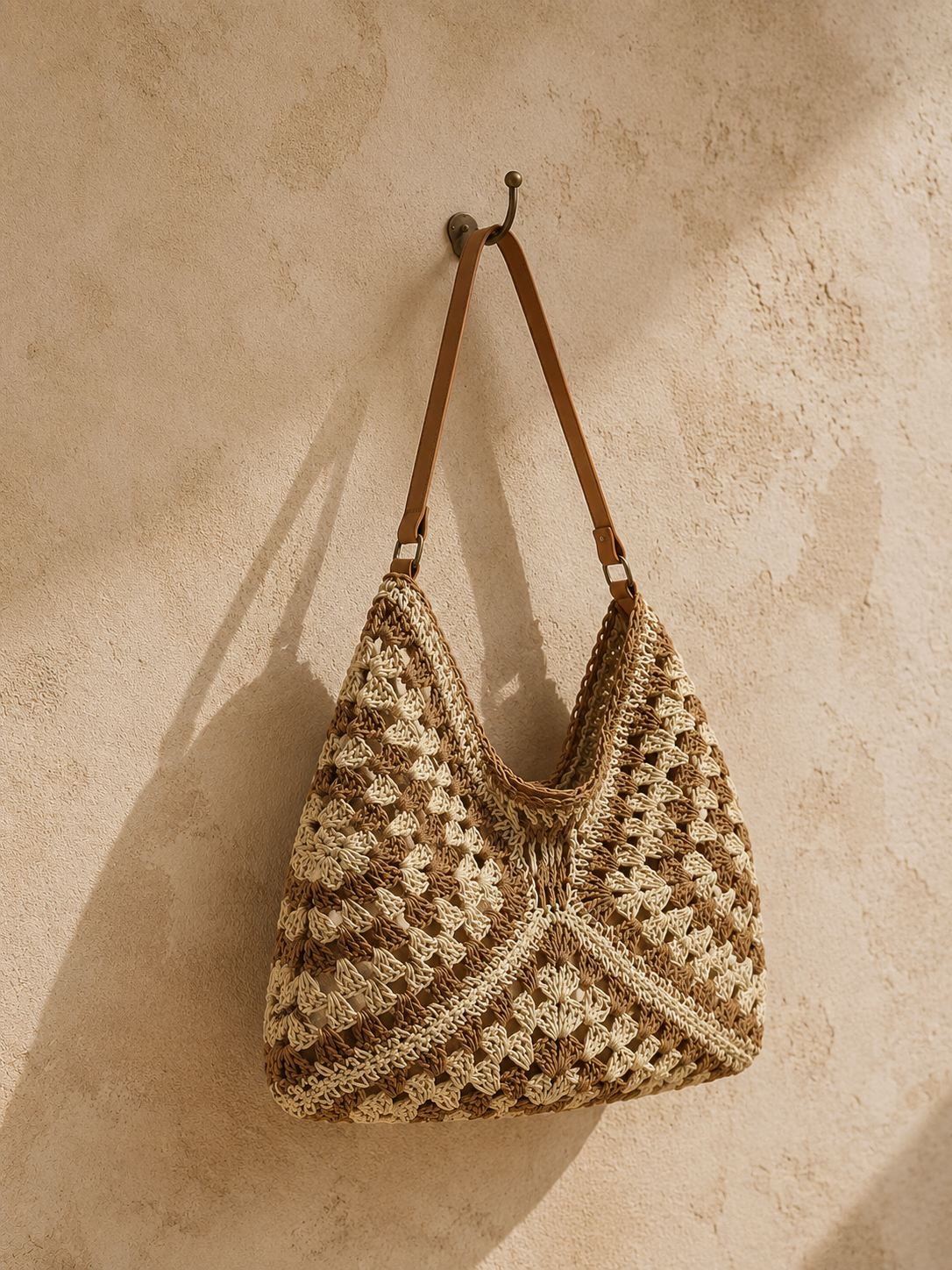 The Sol Bag - Mocha Woven Shoulder Bag