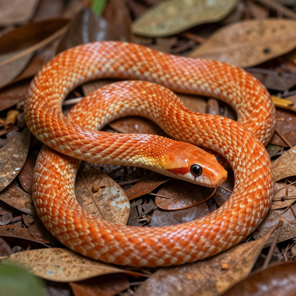Orange corn snake at a reptile store near Charlotte NC