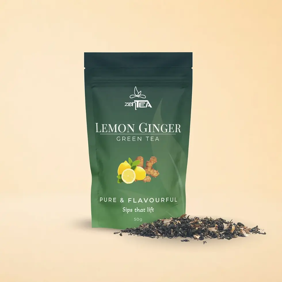 Lemon Ginger green tea with open circle