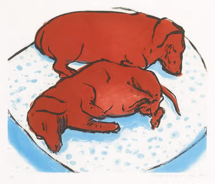 Stanley and Boodgie, Horizontal Dogs, 1995, Intaglio, 39 x 46 cm