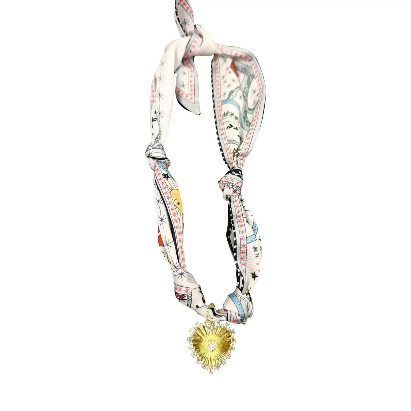 Twilly Scarf Necklace “Crystal Heart”