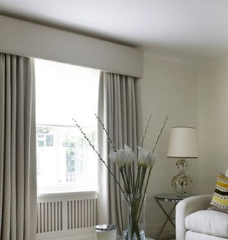 Pelmet and curtains