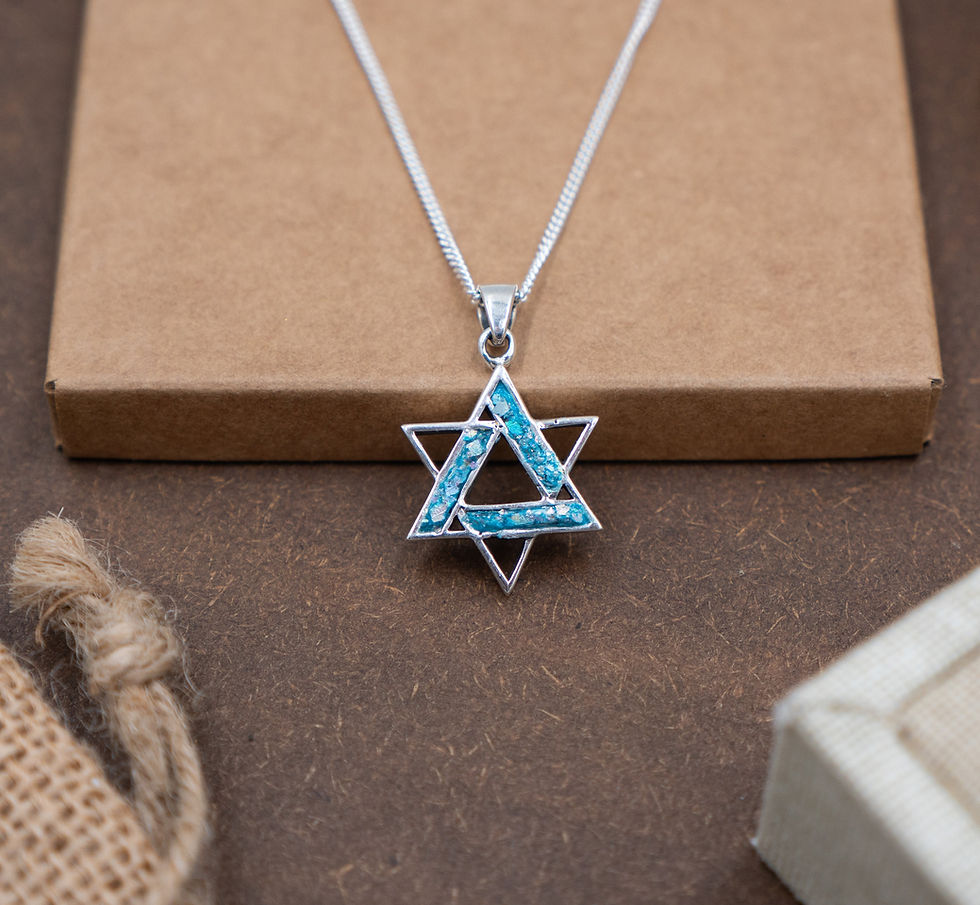 Thumbnail: Magen David Silver and Roman Glass pendant, Roman Glass Star of David Pendant