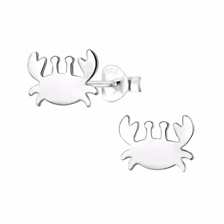 Silver Crab Stud Earrings for Kids