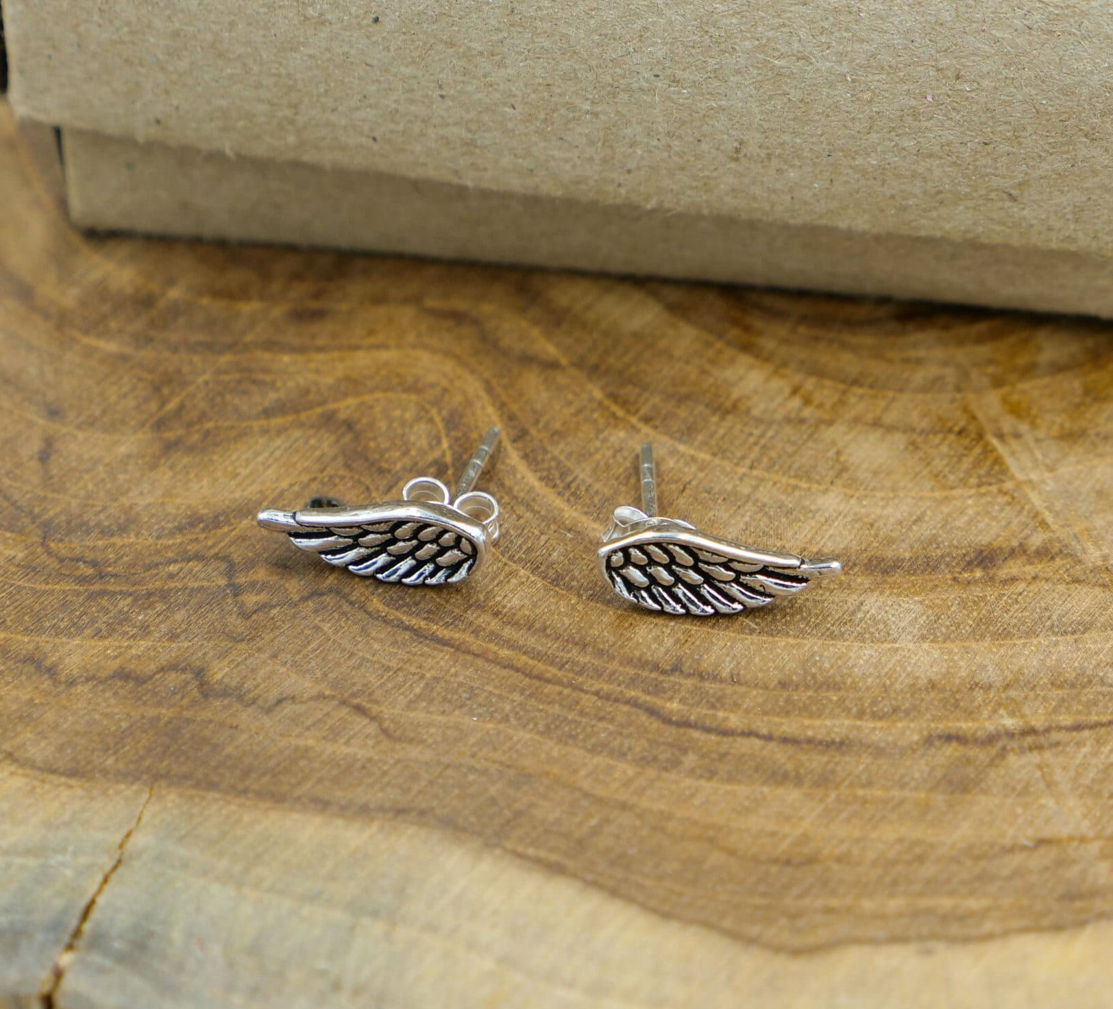 Tiny Wings Stud Earrings, Sterling Silver Angel Wings Earrings for Girls, Hand