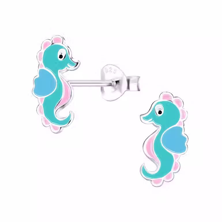 Silver Seahorse Stud Earrings for kids
