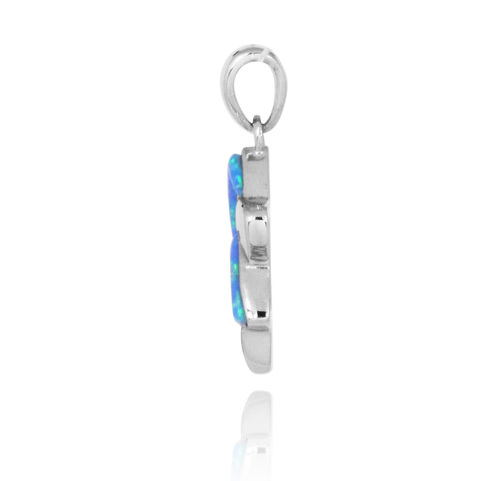 Thumbnail: Star of David necklace - Silver Judaical Jewelry - Simulated Blue Opal Pendant