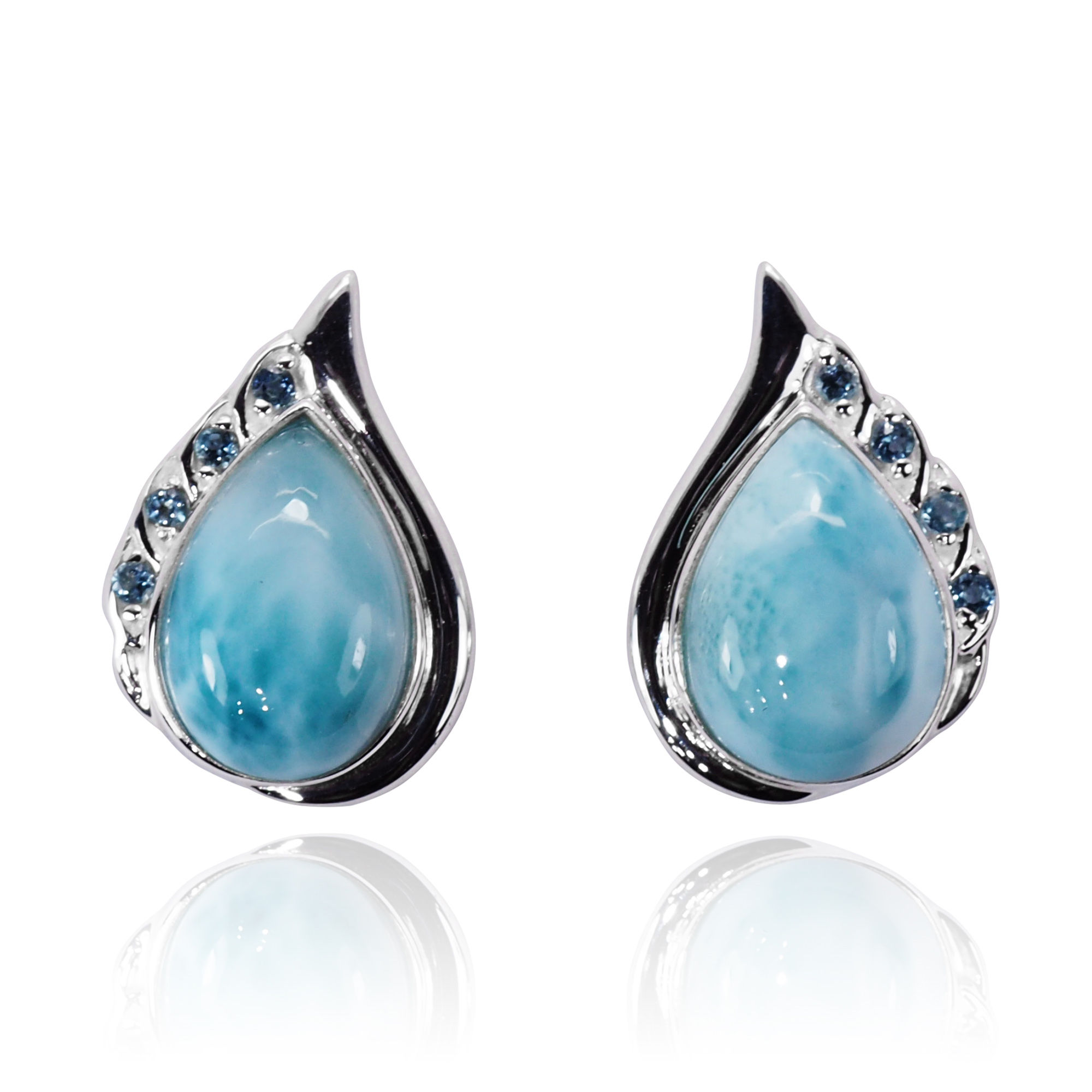 Larimar Earrings - 925 sterling silver earrings with Larimar Stone - Drop Shape