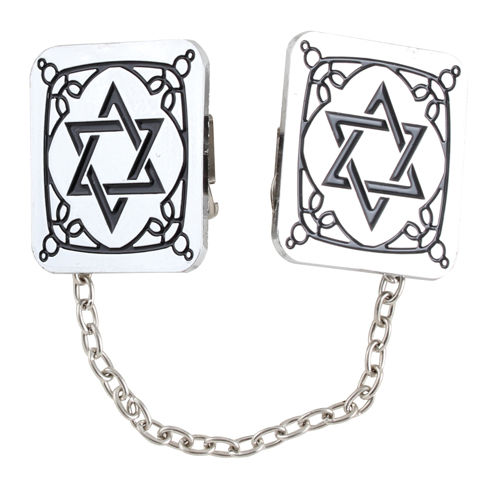 Clip for Talit nickel Magen David 3x3 cm with chain
