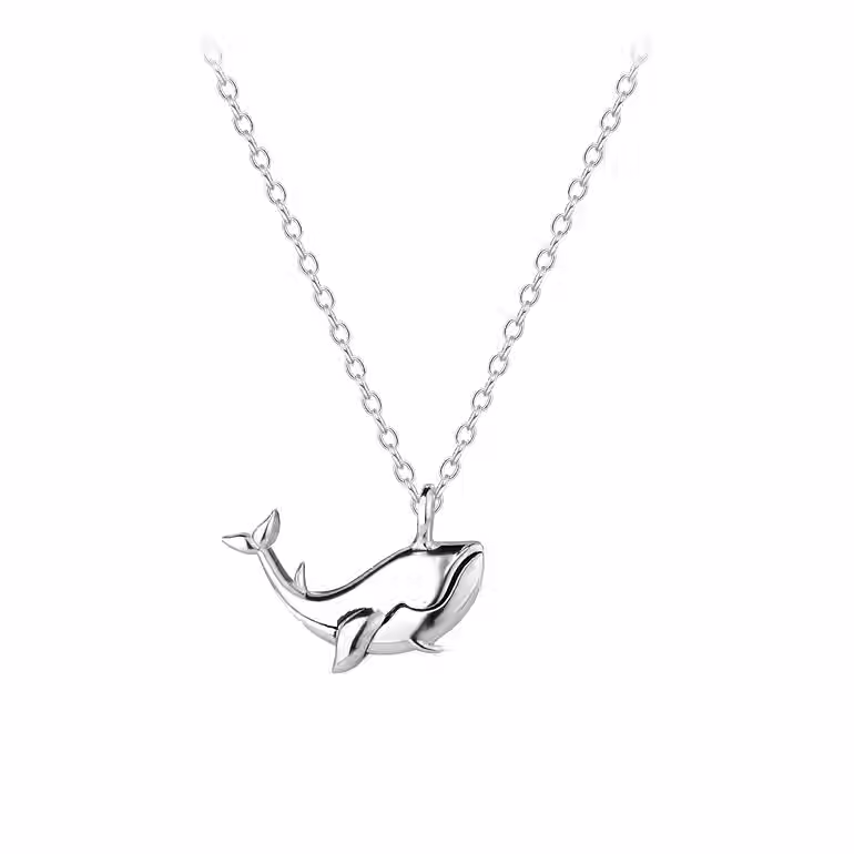Silver Whale Necklace for Kids