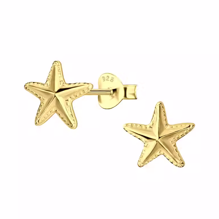 14K Gold Plated Starfish Stud Earrings for Kids