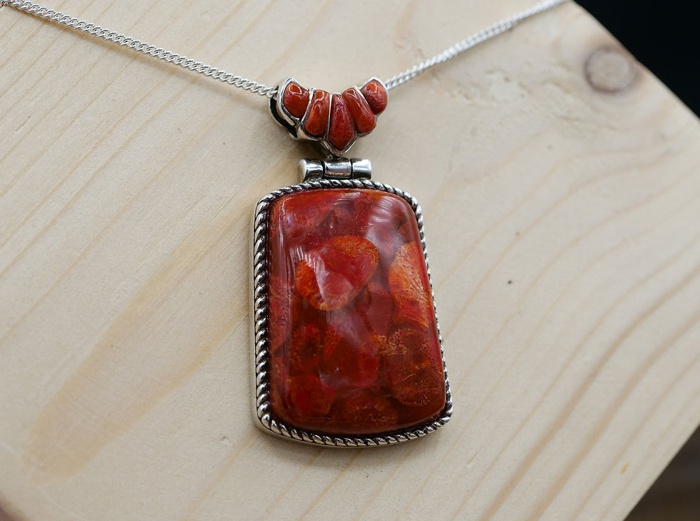 Thumbnail: Native American Style Red Coral Pendant - Handmade One of a Kind Sponge coral