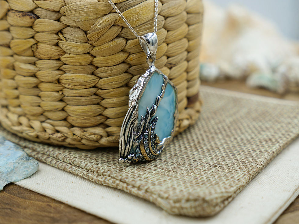 Thumbnail: Fish Necklace Handmade Silver Animal Jewelry with touch of 14K Gold Plating and