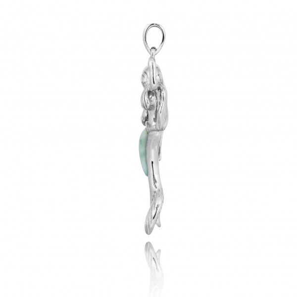 Thumbnail: Larimar Mermaid Necklace - 925 sterling silver and Natural high quality