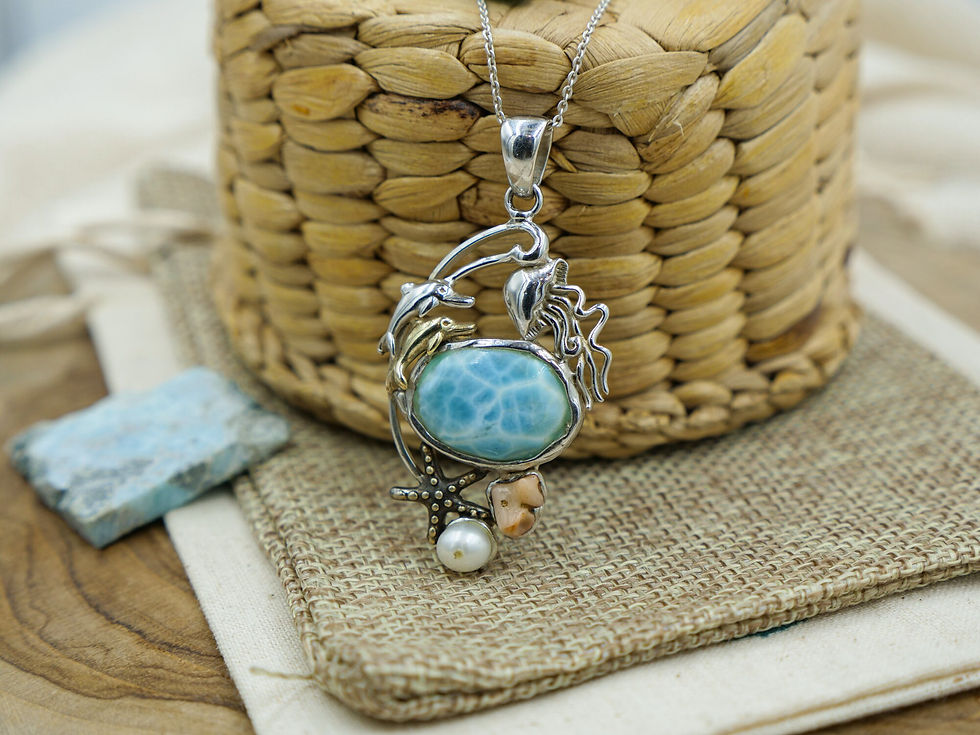 Thumbnail: Silver and Gold Dolphin Necklace Starfish Necklace Jellyfish pendant with