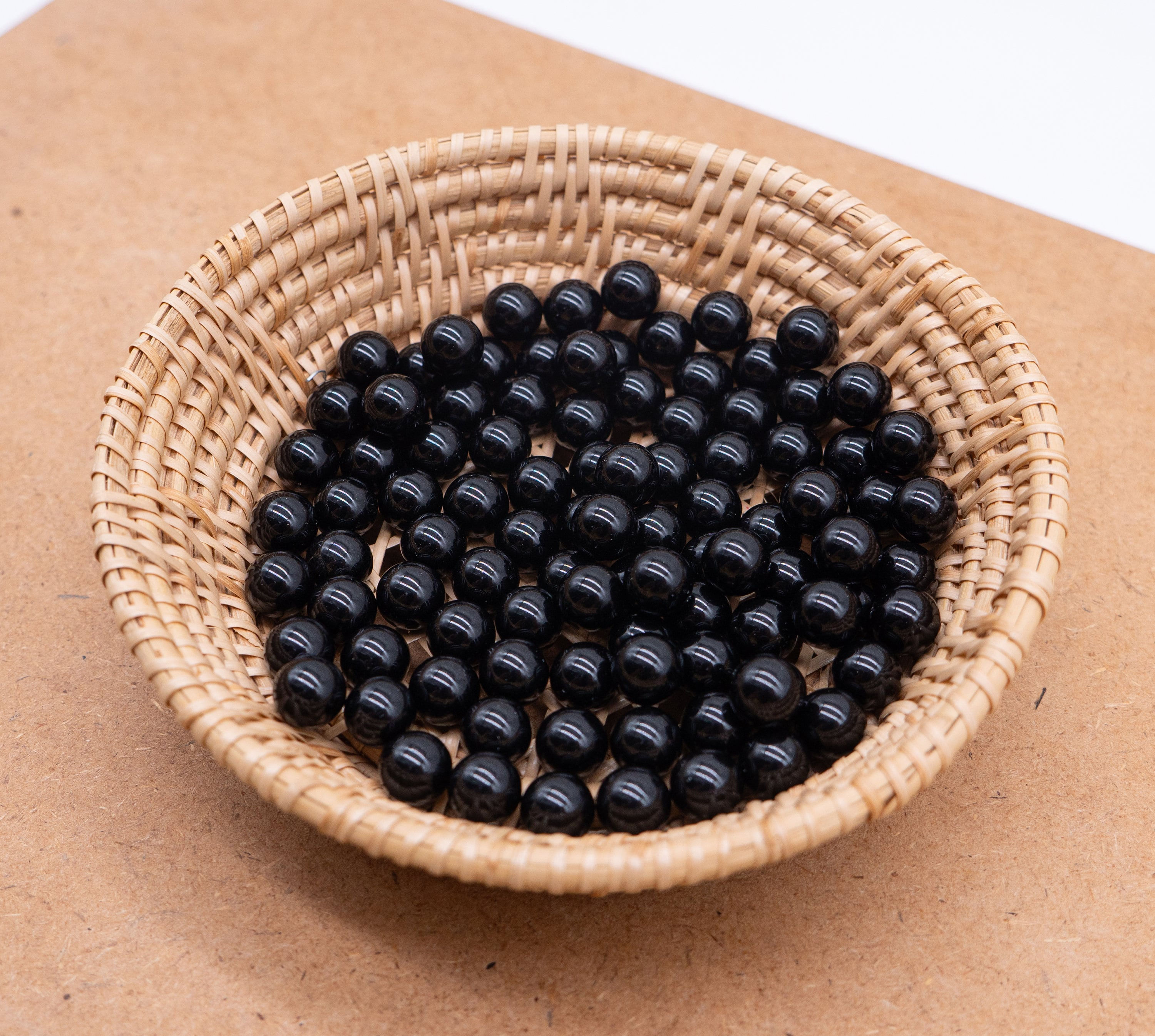 Natural Black Mini Gemstones Sphere, Black Obsidian 10 MM Balls, Black Shiny