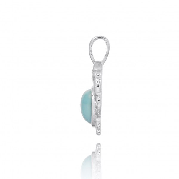 Thumbnail: Silver Crab Pendant - Larimar and Blue Topaz Nautical Design - Crab Necklace