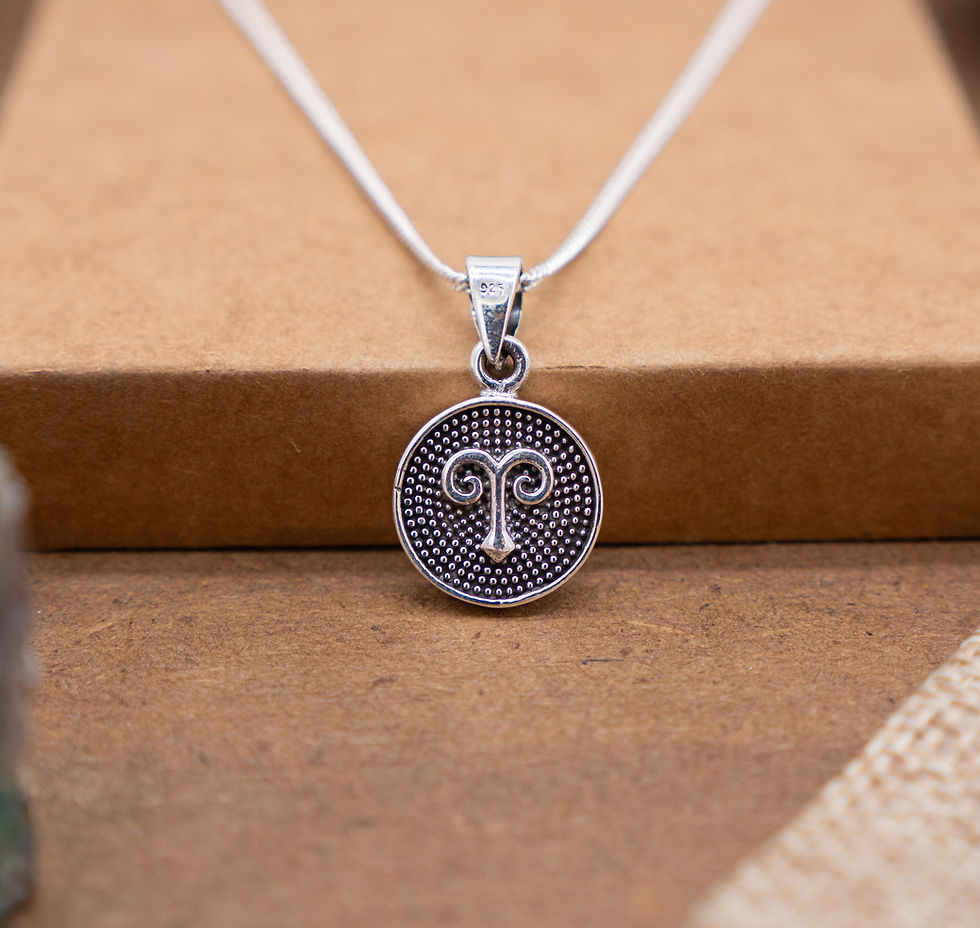 Thumbnail: Aries Zodiac Silver Necklace, Double-Sided Zodiac Symbol Aries Pendant