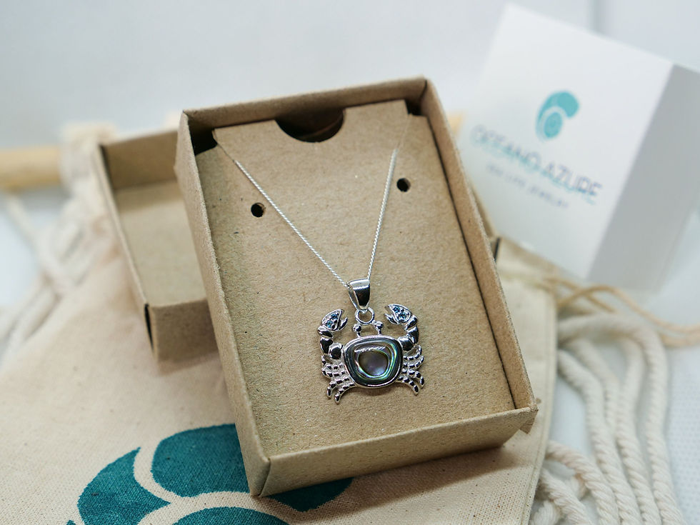 Thumbnail: Crab Necklace - 925 Sterling Silver Crab Pendant with Abalone shell and London