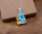 Thumbnail: Gold Fish Pendant, Silver and Larimar Fish Necklace with Citrine Gemstones, Sea