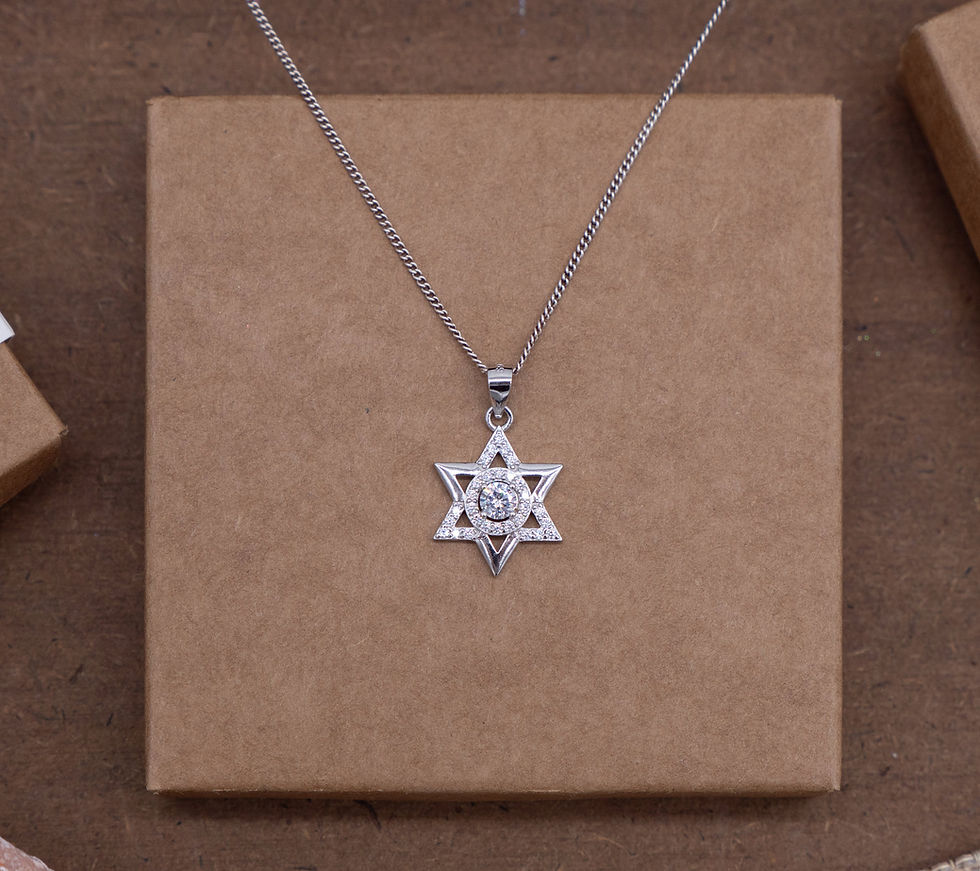 Thumbnail: Magen David pendant, Silver Star of David Necklace with Crystals, Judaica