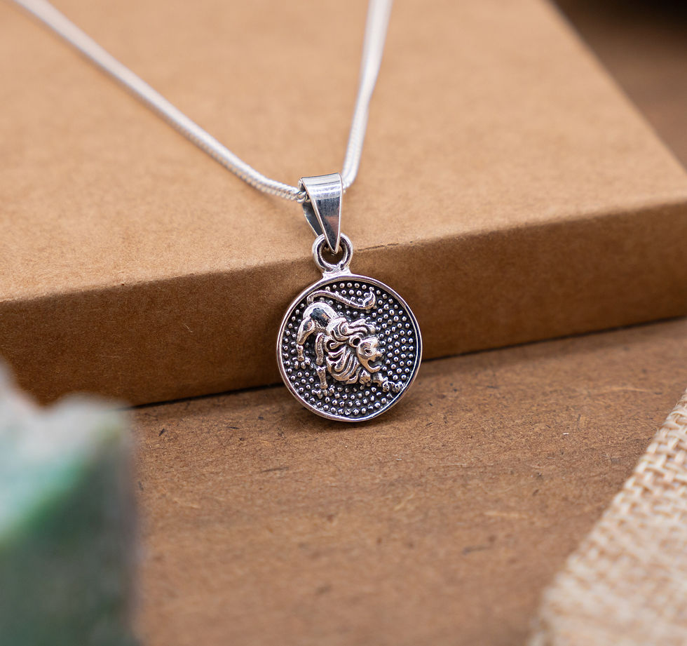 Thumbnail: Leo Zodiac Silver Necklace, Double-Sided Pendant Zodiac Leo Symbol, Astrology