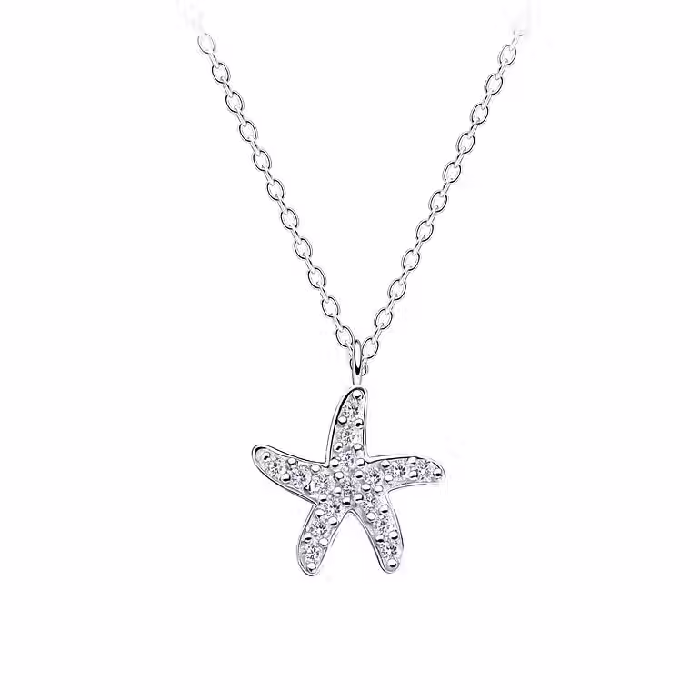 Silver and CZ Starfish Necklace for kids