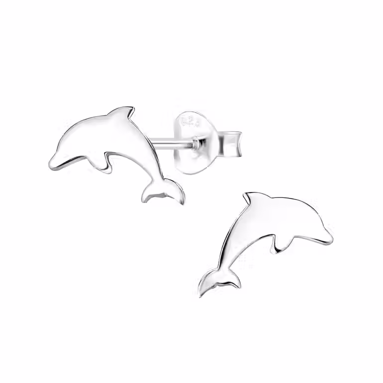 Silver Dolphin Stud Earrings for Kids