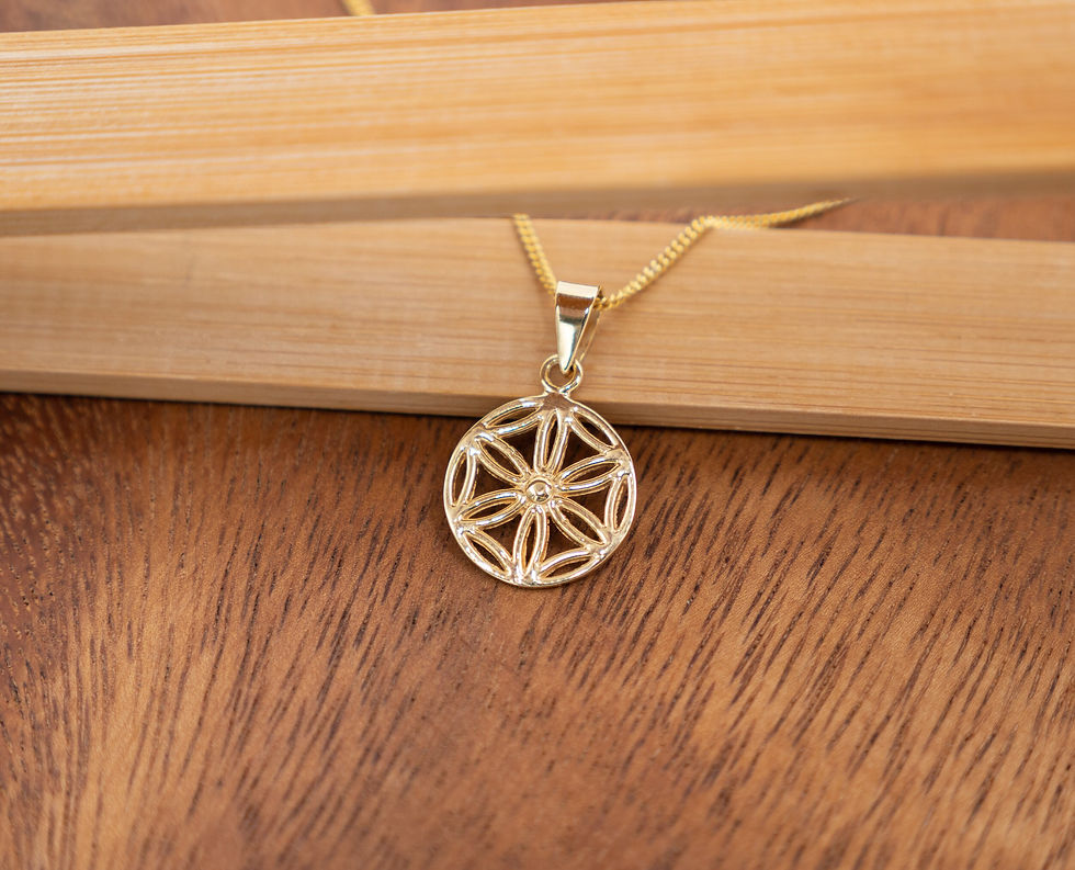 Thumbnail: Gold Star Mandala Necklace, Small Gold Flower Pendant Yoga Jewelry Spiritual