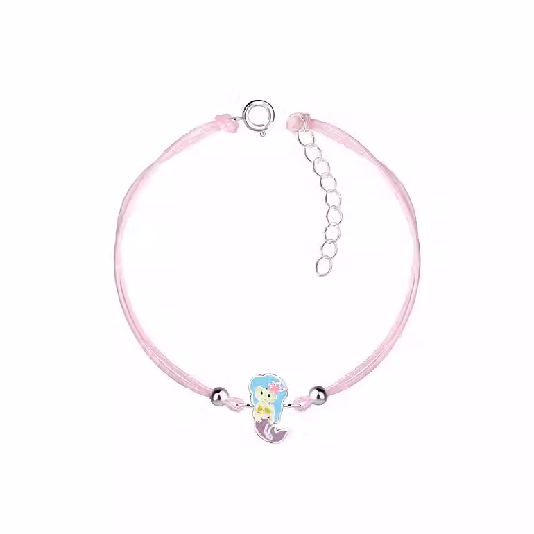 Silver Mermaid Cord Bracelet for kids