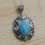 Thumbnail: Larimar Necklace -Ethnic Tribal Style Larimar Pendant - Sterling Silver Boho