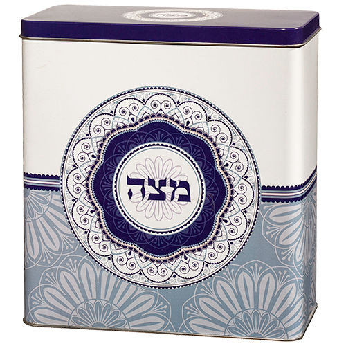 Tin box for matzah model blue circle 20.5X19 cm