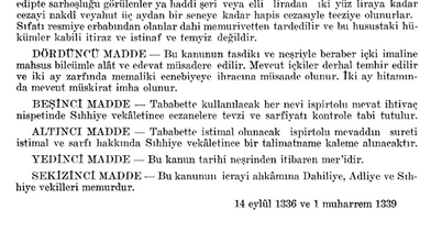 Law on the Prohibition of Alcoholic Beverages in Turkey (1920)