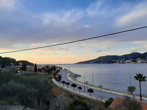 Sea View of Samos during sunset.