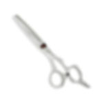 ABOVE Nova 28T C4-6028EU professional hair cutting scissor on white background highlighting its ergonomic offset handle.