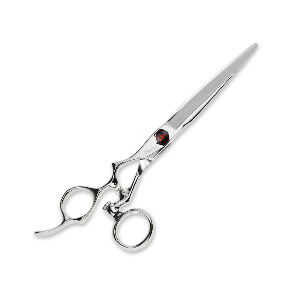 ABOVE Ergo S C10S-600L 6.0" left handed hair cutting shear with an ergonomic offset crane handle for lefty stylists.