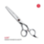 ABOVE Crane Thinner C5-6027TP 6.00” professional hair scissor with red tension dial and marketing graphics.