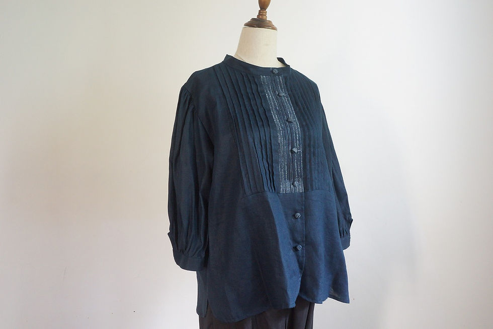 サムネイル： ピンタックスタンドカラーシャツ｜モン族古布｜A7